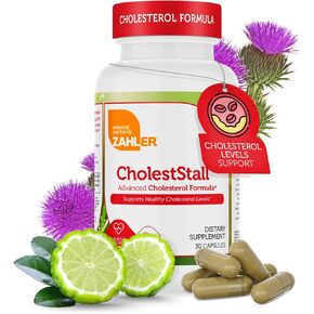 Zahler CholestStall Advanced Cholesterol Formula – 600mg Citrus Bergamot Supplement with Albedo Fiber & Cardoon Leaf – Healthy Heart Support – Vegetarian, Non-GMO, Kosher, Made in USA (30 Capsules)