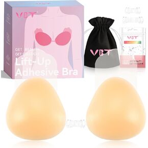VBT Boob Tape Breast Lift Tape (3 inch, Beige) and Invisible Adhesive Bra (Medium, Beige) Bundle Kit