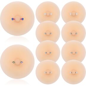 Tondiamo 6 Pairs Silicone Nipple Covers with Piercing Diamond Adhesive Reusable Nude Nipple Pasties Fake Pasties Diamond Zircon Ring for Women With Piercing