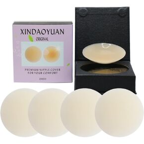 Nipple Covers 2 Pairs-Seamless and Sheer Adhesive Silicone Nipple Pasties for Women Reusable, Sticky Breast Petals