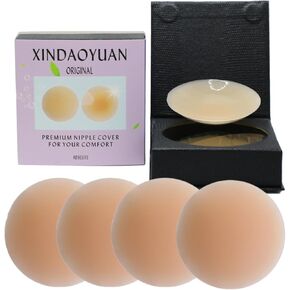 Nipple Covers 2 Pairs-Seamless and Sheer Adhesive Silicone Nipple Pasties for Women Reusable, Sticky Breast Petals in Kuwait