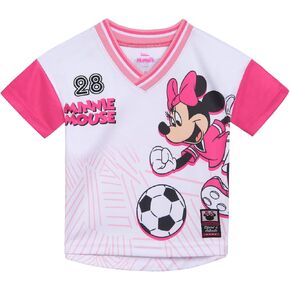Disney Minnie Mouse Girls Mesh Soccer Jersey T-Shirt Toddler to Big Kid Sizes (2T - 14-16)