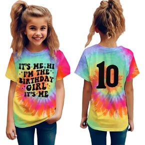 Its Me Hi I’m The Birthday Girl Shirts Kids Toddler Girls Birthday Tie Dye T-Shirt Party Outfits Tees Tops 5-10Y