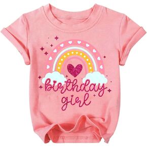 Birthday Girl Shirt Cute Girls Birthday T Shirt 7-14 Year Toddler Kids Graphic Short Sleeve Tee Tops