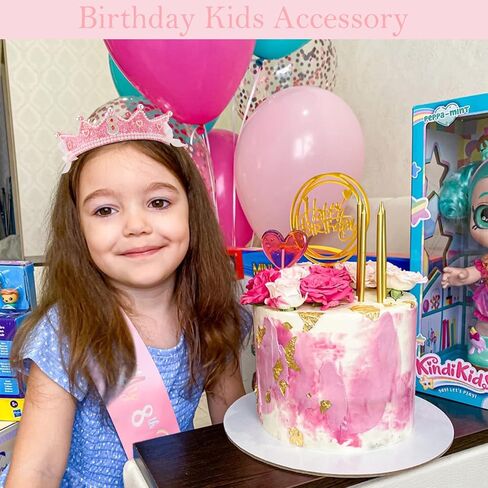 CUBACO Birthday Crown Headband Birthday Girl Crown and Sash, Birthday Girl Headband Princess Pink Crown 4 Year Old Girl Birthday Gifts Outfit Birthday Decorations,Suitable for Party Favors Decorations in Saudi Arabia