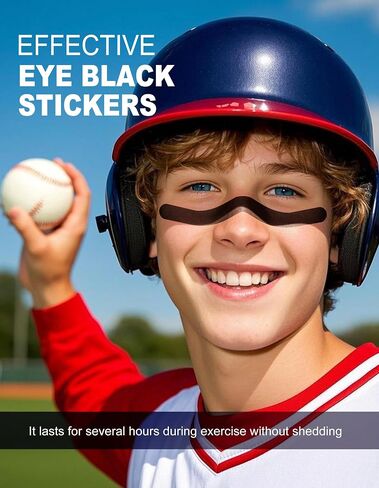 48 Pairs Eye Black Stickers, Breathable Sports Eye Strips Baseball Football Softball Face Eyeblack Stickers for Party Game Sport Supplies, Baseball Mom Accessories (W, 48 Pairs) in Kuwait