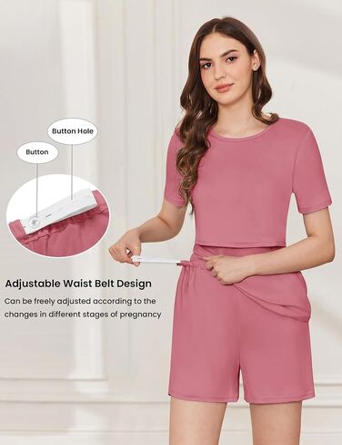 ekouaer 3 قطعة ما بعد الولادة pajamas مجموعة قصيرة الأكمام القمصان الرضاعة الطبيعية سراويل الحمل وسروال الأمومة pjs in Kuwait