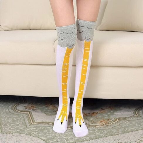Interesting and innovative men's and women's knee length mid leg chicken claw clothing, 2 pairs of chicken leg socks in Kuwait