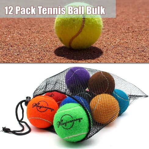 Magicorange Tennis Balls, 12 Pack Training Tennis Practice Balls, Pet Dog Playing Balls, Come with Mesh Bag for Easy Transport, Good for Beginner Training Ball in Saudi Arabia