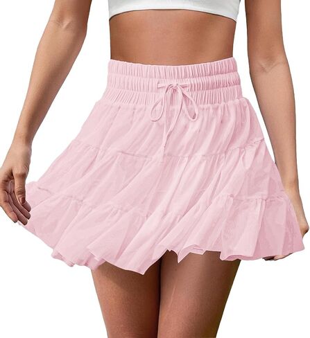 FireSwan Tennis Skirts for Women Golf Skirt High Waisted with Shorts Underneath Athletic Pleated Tulle Ruffle Skorts Pockets in Kuwait