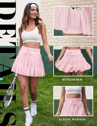 FireSwan Tennis Skirts for Women Golf Skirt High Waisted with Shorts Underneath Athletic Pleated Tulle Ruffle Skorts Pockets in Kuwait