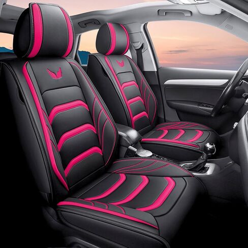 مجموعة كاملة مكونة من 5 مقاعد من النوع العالمي مناسبة لمعظم السيارات وشاحنات الدفع الرباعي وشاحنات البيك اب ووسائد هوائية متوافقة مع وسادة مقعد السيارة المصنوعة من الجلد الصناعي (أسود-برتقالي) in Kuwait