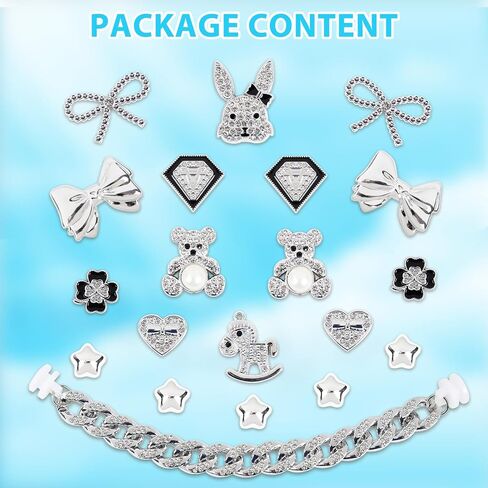 Charms for Bogg Bag, Bling Silver Decorative Charms and Chain for Bogg Bag Accessories Rubber Beach Tote Decoration Inserts in Kuwait