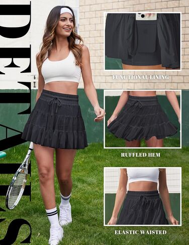 FireSwan Tennis Skirts for Women Golf Skirt High Waisted with Shorts Underneath Athletic Pleated Tulle Ruffle Skorts Pockets in Kuwait