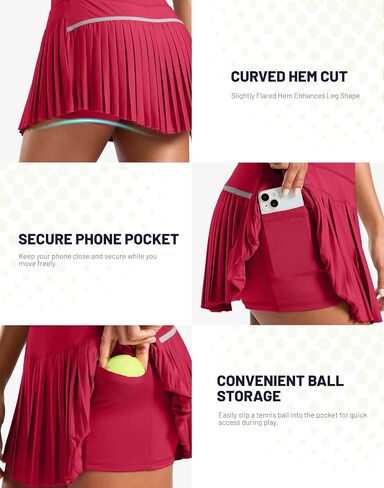 SANTINY Pleated Tennis Skirt for Women with Pockets High Waisted Athletic Golf Skorts with Shorts for Workout Pickleball in Saudi Arabia