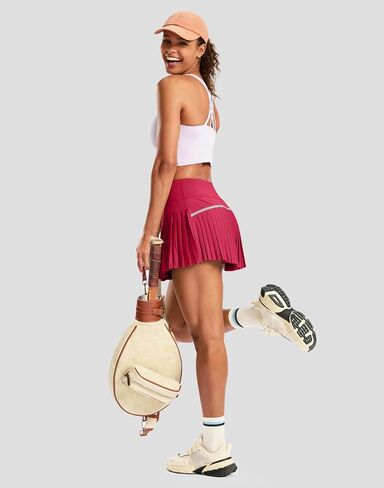 SANTINY Pleated Tennis Skirt for Women with Pockets High Waisted Athletic Golf Skorts with Shorts for Workout Pickleball in Saudi Arabia
