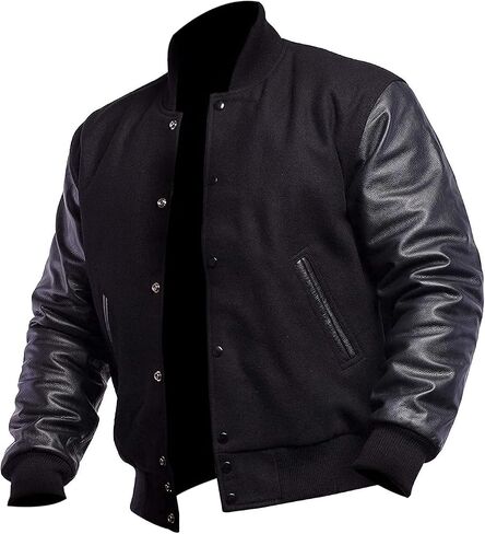 Letterman Jacket Men - Wool & Real Varsity Jacket Mens Leather Sleeves - High School Baseball Bomber Jackets in Saudi Arabia