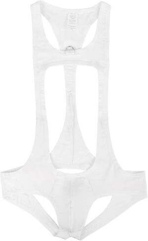 Clobeau Men's Bodysuit Thong G-string Leotard Stretch Wrestling Singlet Jumpsuit Hollow Out One-piece Jockstrap Leotard in Saudi Arabia