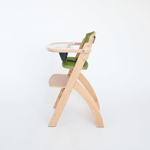 ABIIE Beyond Junior Wooden High Kair مع صينية - كرسي مرتفع قابل للتعديل وقابل للتحويل للأطفال والأطفال الصغار - 6 أشهر إلى 250 رطل - خشب طبيعي مقاوم للماء مع وسادة أرجواني in Kuwait
