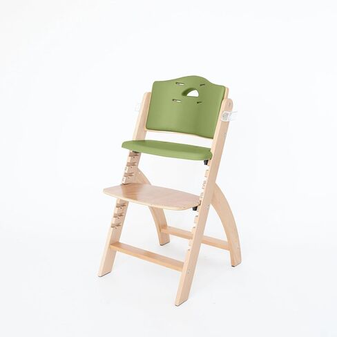ABIIE Beyond Junior Wooden High Kair مع صينية - كرسي مرتفع قابل للتعديل وقابل للتحويل للأطفال والأطفال الصغار - 6 أشهر إلى 250 رطل - خشب طبيعي مقاوم للماء مع وسادة أرجواني in Kuwait