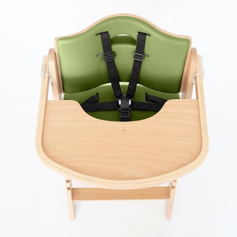 ABIIE Beyond Junior Wooden High Kair مع صينية - كرسي مرتفع قابل للتعديل وقابل للتحويل للأطفال والأطفال الصغار - 6 أشهر إلى 250 رطل - خشب طبيعي مقاوم للماء مع وسادة أرجواني in Kuwait