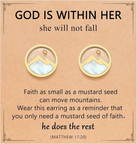 Silver/Gold Mustard Seed Stud Earrings Love Moving Mountains-Birthday Valentines Christmas Christian Gifts for Women Girls in Saudi Arabia