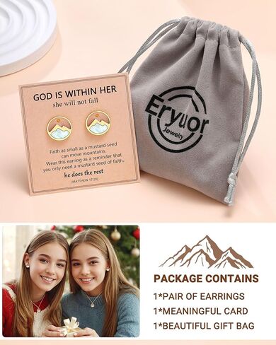 Silver/Gold Mustard Seed Stud Earrings Love Moving Mountains-Birthday Valentines Christmas Christian Gifts for Women Girls in Saudi Arabia