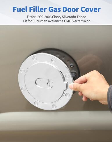Chrome Fuel Filler Gas Door Cover Fit for 1999-2006 Chevy Silverado Tahoe Suburban Avalanche GMC Sierra Yukon in Kuwait