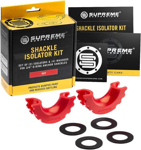 Supreme Suspensions Off-Road Recovery Gear - Replacement D-Ring Shackle Isolators with Washers for Standard 3/4" Shackles Eliminate Metal-to-Metal Contact (RED) - Mystery Box Included with Purchase in Saudi Arabia
