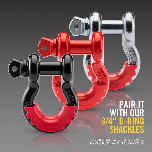 Supreme Suspensions Off-Road Recovery Gear - Replacement D-Ring Shackle Isolators with Washers for Standard 3/4" Shackles Eliminate Metal-to-Metal Contact (RED) - Mystery Box Included with Purchase in Saudi Arabia