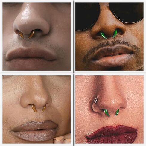 2Pcs Glass Septum Stretching Kit Set - C Shape Pincher Tapers with O-Rings, 14G to 2G, Buffalo Septum Retainers Rings for Nose & Ear Piercing Jewelry in Kuwait