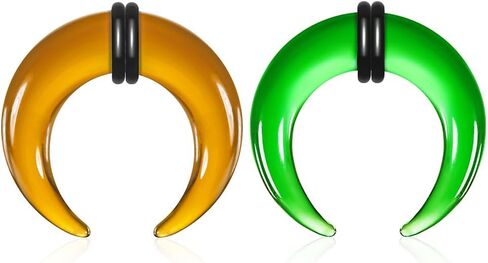 2Pcs Glass Septum Stretching Kit Set - C Shape Pincher Tapers with O-Rings, 14G to 2G, Buffalo Septum Retainers Rings for Nose & Ear Piercing Jewelry in Kuwait