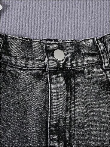 GORGLITTER Girl's Ripped Jean Shorts High Waist Straight Leg Denim Shorts in Kuwait