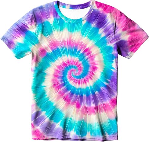 Kids Tie Dye T-Shirt, Children Tie Dye Short Sleeve Tee Shirt for Kids in Saudi Arabia