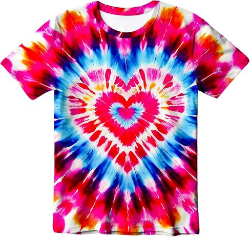 Kids Tie Dye T-Shirt, Children Tie Dye Short Sleeve Tee Shirt for Kids in Saudi Arabia