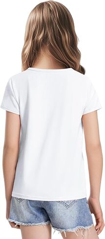 Girls Short Sleeve Shirts Cotton Crew Neck T-Shirt Kids Plain Tees Tops Size 5-12 Years in Kuwait