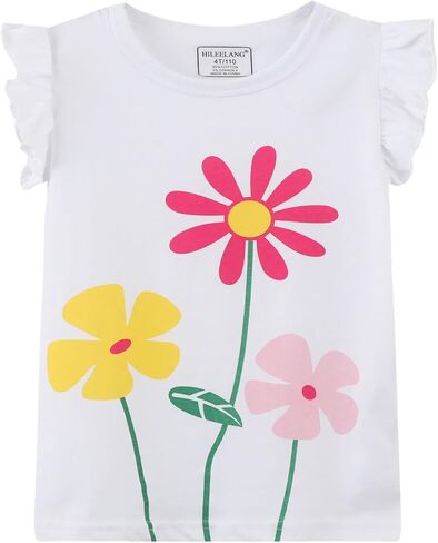 Hileelnag Girls 'Tees Short Sleeve Cotton Disual Dragle Thirts Easter Summer Tops 3Packs in Saudi Arabia