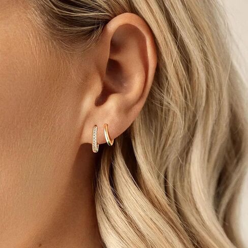 4 Pairs Gold Hoop Earrings for Women Trendy Small 14k Gold Plated Huggie Earring Set,Huggie Earrings Multiple Piercing Hypoallergenic Chunky Open Hoops Cartilage Earrings for Women in Saudi Arabia