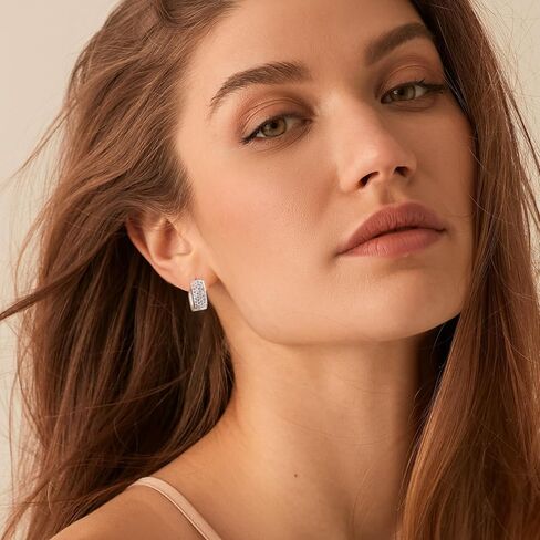 925 Sterling Silver Earrings for Women Small Chunky Silver Earrings Cubic Zirconia Small Hoop Earrings Silver Hypoallergenic Earrings Small Thick Huggie Hoops Earrings for Jewelry Gifts in Saudi Arabia