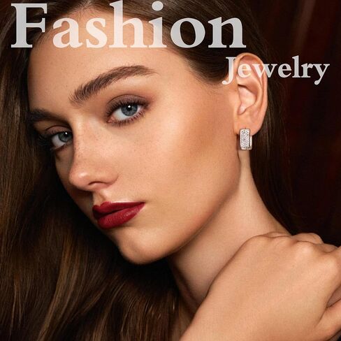 925 Sterling Silver Earrings for Women Small Chunky Silver Earrings Cubic Zirconia Small Hoop Earrings Silver Hypoallergenic Earrings Small Thick Huggie Hoops Earrings for Jewelry Gifts in Saudi Arabia