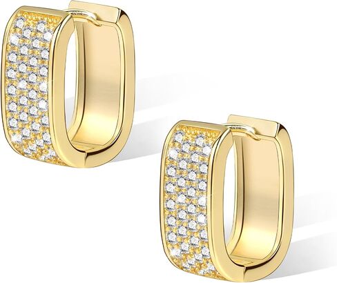 925 Sterling Silver Earrings for Women Small Chunky Silver Earrings Cubic Zirconia Small Hoop Earrings Silver Hypoallergenic Earrings Small Thick Huggie Hoops Earrings for Jewelry Gifts in Kuwait