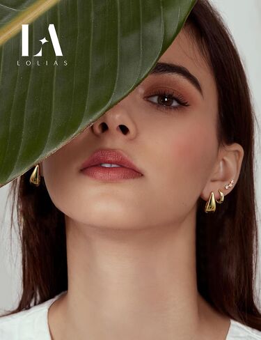 Lolias Small Gold Hoop Congring Congs for Women - 14K Gold Huggie Stud Stud arocrings Hypoallergenic Stains Stains Cratilage ropings for Troucture Lightweight 9pairs in Saudi Arabia