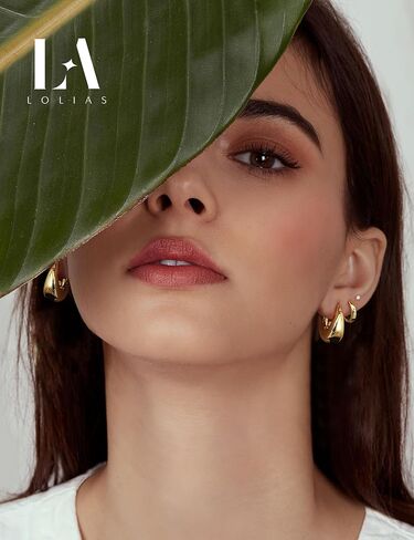 LOLIAS Small Gold Hoop Earring Stacks for Women - 14K Gold Plated Huggie Stud Hoop Earrings Hypoallergenic Stainless Steel Cartilage Earring Sets for Multiple Piercing Lightweight 9Pairs in Saudi Arabia