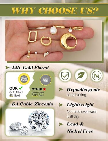 LOLIAS Small Gold Hoop Earring Stacks for Women - 14K Gold Plated Huggie Stud Hoop Earrings Hypoallergenic Stainless Steel Cartilage Earring Sets for Multiple Piercing Lightweight 9Pairs in Saudi Arabia