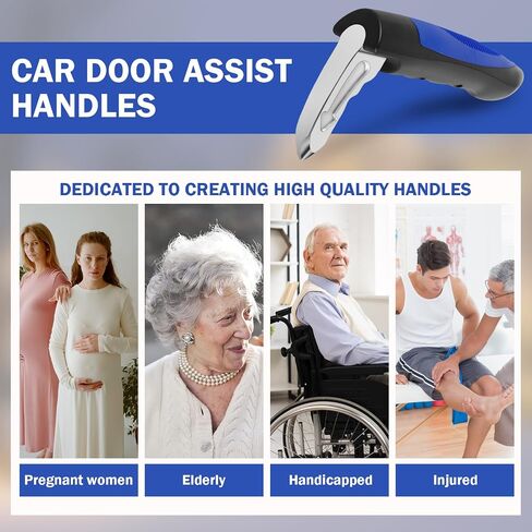 2 Pack Car Handle Assist, Car Door Handle for Elderly, 3 in 1 Multifunction Auto Cane Car Grab Handle, Portable Vehicle Support Handle for Elderly, Handicap, Seniors (Blue) in Saudi Arabia