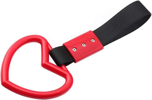 1 PC HEART JDM TSURIKAWA HANG RING Subway Train Train Handle Hand Strap Drift for Car (Heart: Black) in Saudi Arabia