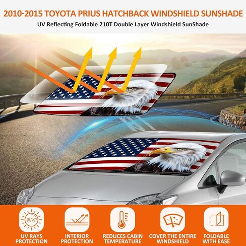 مظلة الشمس للزجاج الأمامي من Bestview لعام 2016-2023 Toyo-ta Prius Hatchback، مظلة النافذة الأمامية، حاجب الشمس الواقي من الأشعة فوق البنفسجية، الحرارة، قابلة للطي بطبقتين 210T in Kuwait