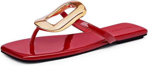 صناديق Coutgo Womens مسطحة مريحة Flip Flops Slide Sandals Summer Beach Shoes مع زخرفة معدنية in Kuwait