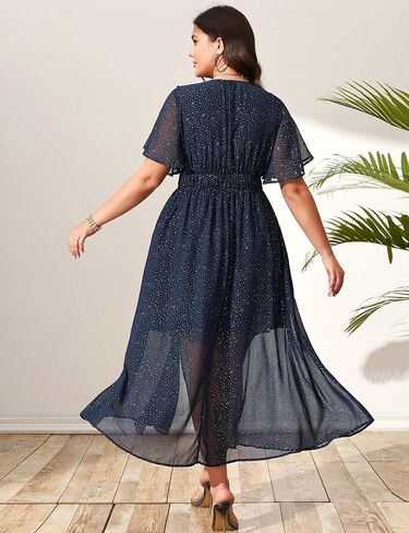 Summer Dresses for Women 2025 Elegant Classy Cocktail Wedding Guest Dress Short Sleeve Slit Maxi with Pockets in Kuwait