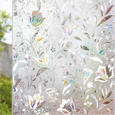CottonColors Window Privacy Film 35"x78", 3D Rainbow Window Film Decorative Window Film Heat Blocking Static Cling Non-Adhesive Window Clings for Glass Windows in Saudi Arabia